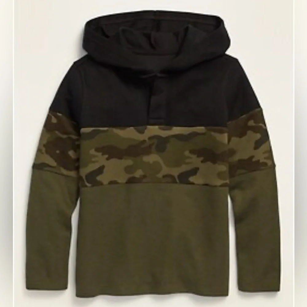 Old Navy Kids Camouflage Hoodie - Black and Olive